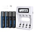 Miniatyrbillede 1 af 2: CITYORK AA Genopladelige Batterier, 3000mAh Kapacitet, LCD Oplader Inkluderet,16AA 1 Oplader