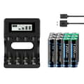 Miniatyrbillede 1 af 2: CITYORK 1.5V AAA Genopladelige Batterier, 1200mWh Kapacitet, Inkluderer Oplader,12 AAA og oplader