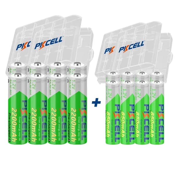Genopladelige Ni-MH-batterier, 2200mAh AA og 850mAh AAA, hurtig opladningstid på 4 timer,8AA og 8AAA, 1,2V