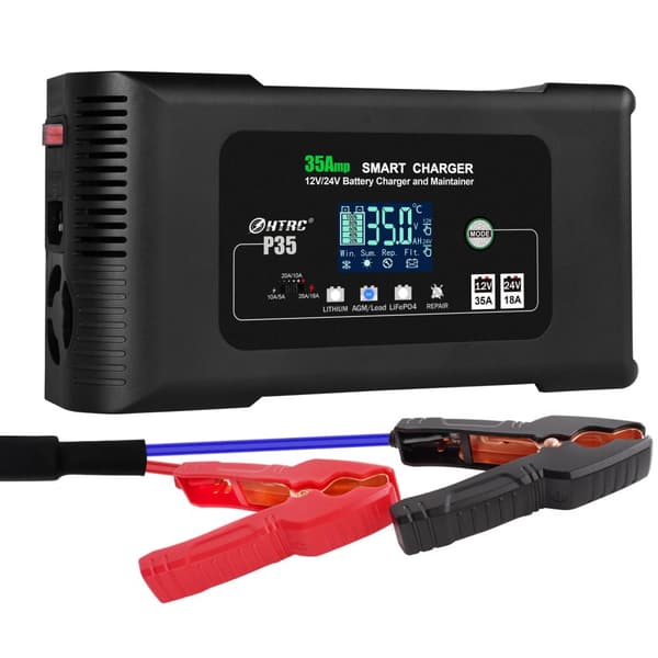 Bilbatterioplader, 12V/24V udgang, maksimal ladestøm,35A-EU STIK