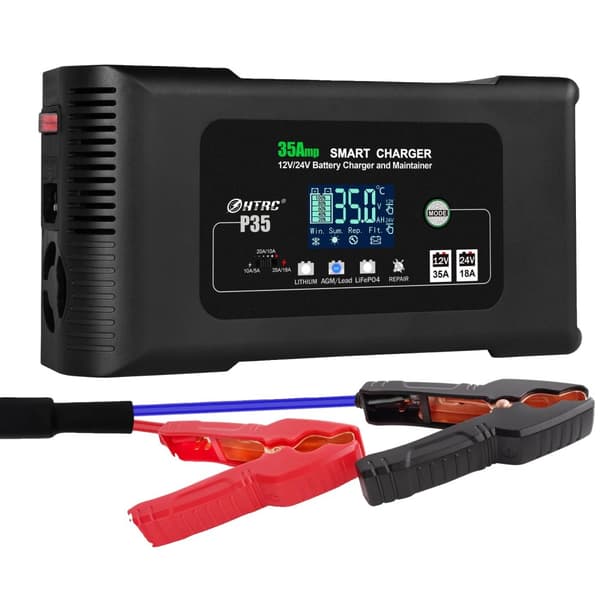 Bilbatterioplader, 12V/24V udgang, maksimal ladestøm,35A-EU STIK