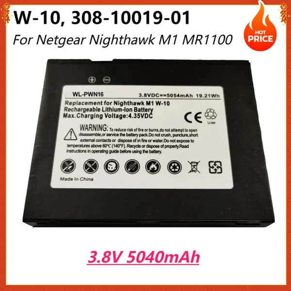 Genopladeligt lithium-ion batteri, 5040mAh kapacitet, 3.8V spænding,W-10 308-10019-01
