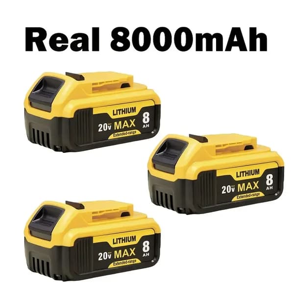 20V Batteri, 8000mAh Kapacitet, Li-Ion Type, Kun Batterier,3PACK 8000mAh