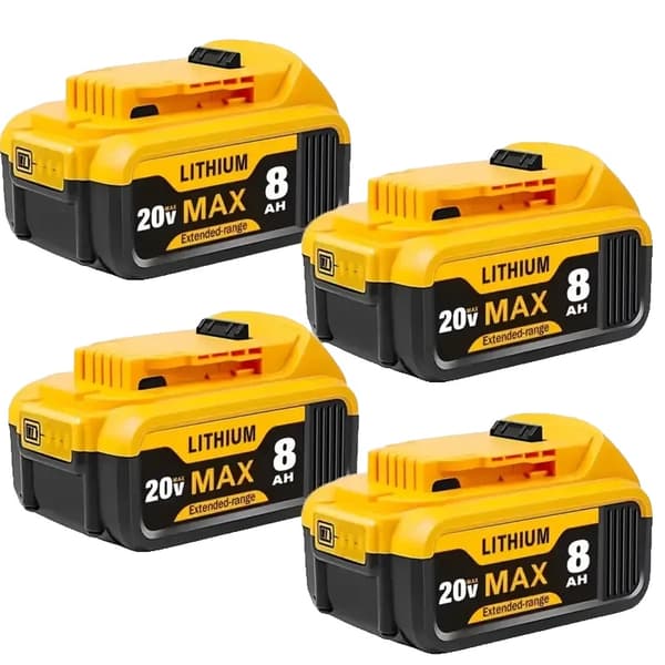 20V Batteri, 8000mAh Kapacitet, Li-Ion Type, Kun Batterier,4PACK 8000mAh