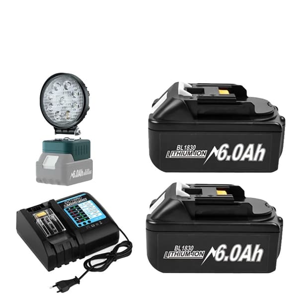 Uppladdningsbart Li-Ion-batteri, 6000mAh kapacitet, flexibla laddningsalternativ,6AhX2 LaddX1 LampaX1-a