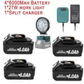 Miniatyrbillede 2 af 2: Genopladeligt Li-Ion-batteri, 6000mAh kapacitet, fleksible opladningsmuligheder,6AhX4 ChargX1 LampeX1-a
