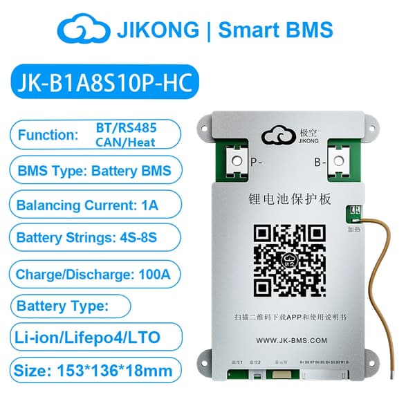 Smart Batteristyringssystem, 100A Opladning/Entladning, 1A Aktiv Balancering,B1A8S10P-HC