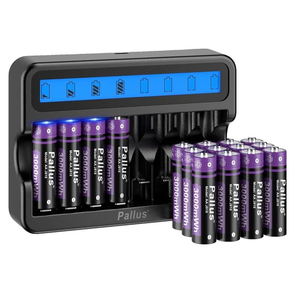 Li-Ion AA Genopladeligt Batteri, 3000mWh Kapacitet, Kompatibelt med Trådløse Enheder,16 stk batteri sæt, 1,5V