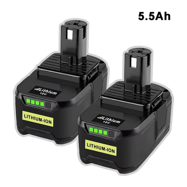 Ryobi One Plus 18V Akut, 5.5Ah Kapasiteetti, 2 Pakkaus,2 kpl Akut 5.5Ah