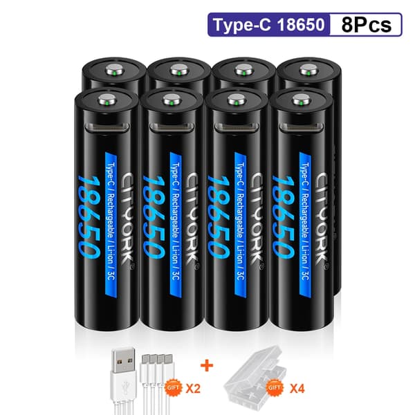 18650 litiumioniakku, 3400mAh kapasiteetti, ladattava muotoilu,8KPL