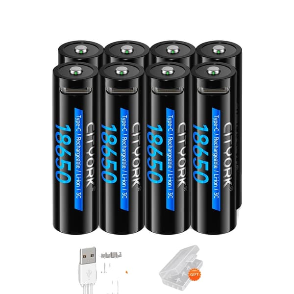 18650 litiumioniakku, 3400mAh kapasiteetti, ladattava muotoilu,8KPL