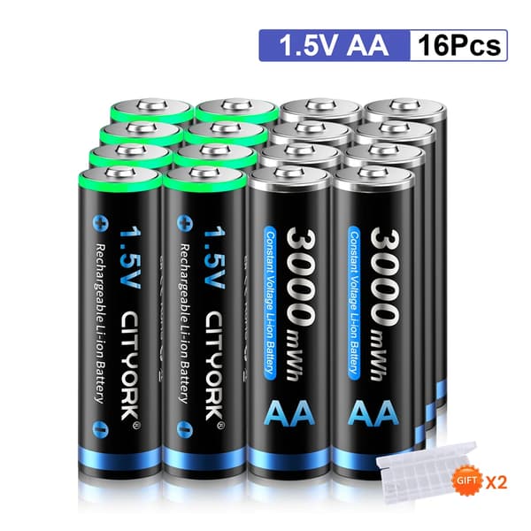Genopladelige AA-batterier, 3000mWh kapacitet, CE-certificeret kvalitet,16PCS batteri