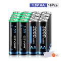 Miniatyrbillede 2 af 2: Genopladelige AA-batterier, 3000mWh kapacitet, CE-certificeret kvalitet,16PCS batteri