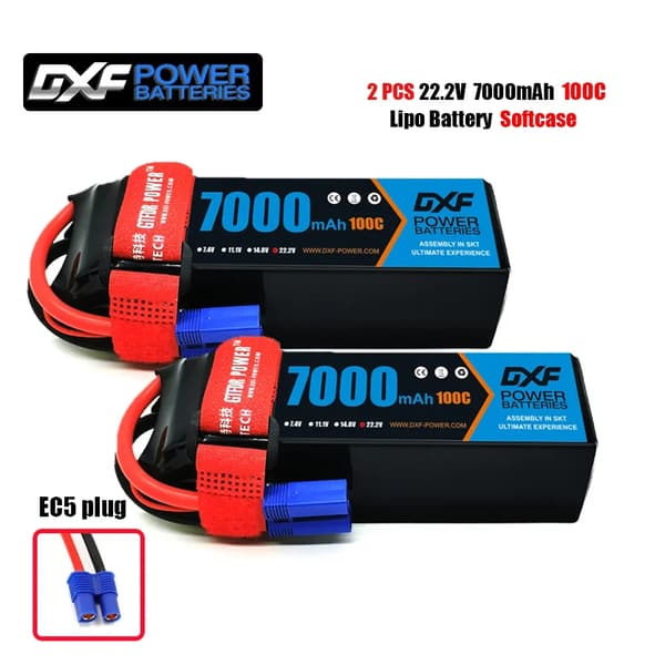 DXF Lipo-batteri, 7000mAh kapacitet, 22.2V spænding,2PCS6S7000100CEC5