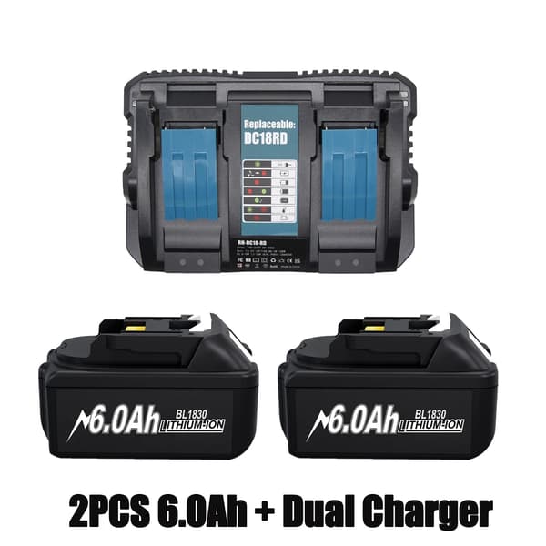 18V Batteripack, 6.0Ah Kapacitet, FCC & RoHS Certifierad,18V, 2 6.0ah Laddare