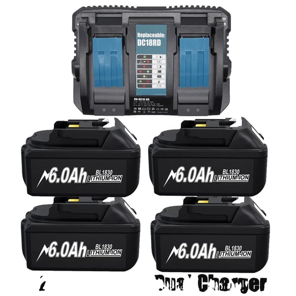 18V Batteripack, 6.0Ah Kapacitet, FCC & RoHS Certifierad,18V, 4 6.0ah Laddare