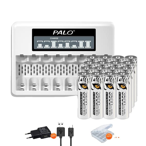 Genopladeligt AA Li-ion batteri, 3500mWh kapacitet, Ideelt til fjernbetjeninger,16AA 1 Oplader