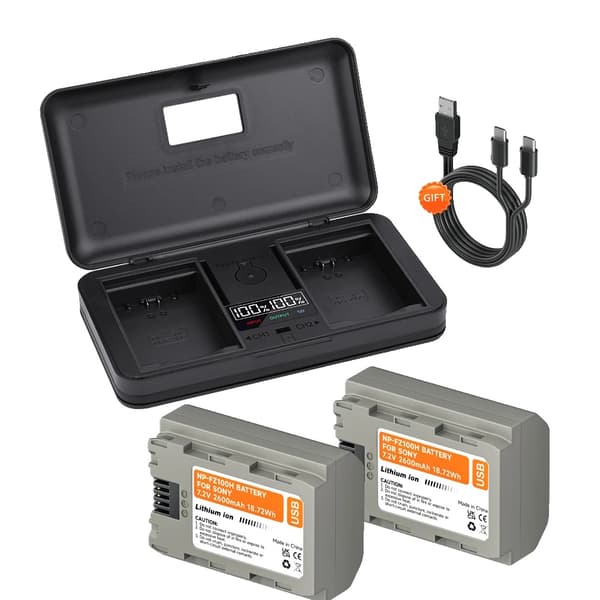 NP-FZ100 Batteri, 2600mAh Kapacitet, USB Indgang, Flere Pakke Muligheder,2 Batteri 1 Oplader