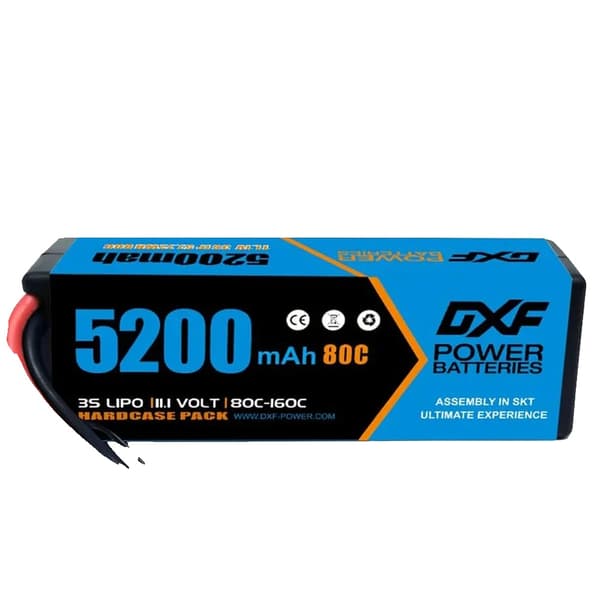 DXF 3S Lipo-batteri, 5200mAh kapacitet, 80C urladdningshastighet,2PCS3S520080CEC5