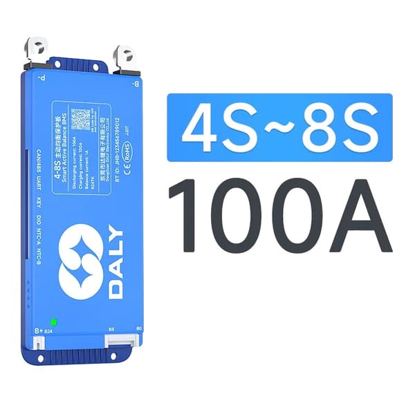BMS Smart Batteristyringssystem, Bluetooth-forbindelse, Aktiv Balancefunktionalitet,4S-8S 100A BMS CAN