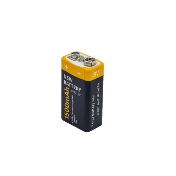 9V ladattava akku, 1500mAh kapasiteetti, yhteensopiva eri laitteiden kanssa,9V, 1 kpl ja tyyppi-c