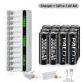 Miniatyrbillede 2 af 2: PALO Genopladelige AA-batterier, 3000mAh kapacitet, inkluderer batteriæske,12 batteri 1 oplader