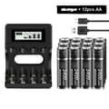 Miniatyrbillede 1 af 2: Genopladelige AA Li-Ion Batterier, 1,5V, 3400mWh Kapacitet,12 batteri 1 oplader