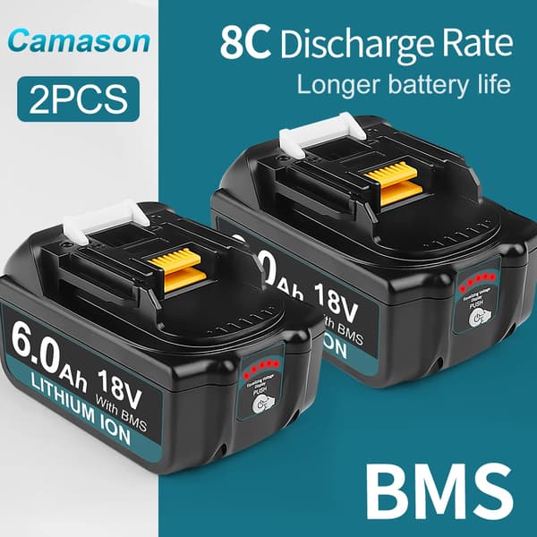 Batteripakke, 6Ah kapacitet, 18V spænding, med BMS-system,2 STK 6Ah Batteri