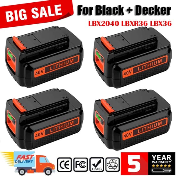 Til Black & Decker 36V/40V Li-ion Batteri, 3000mAh/3500mAh Høj Kapacitet, Hurtig Opladning,3 stykker 3.0 3.5AH