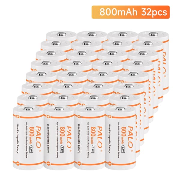 PALO 16340 Genopladeligt Batteri, 800mAh Kapacitet, 3.7V Spænding,32 stk. batteri