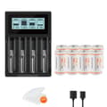 Miniatyrbillede 1 af 2: PALO 16340 Genopladeligt Batteri, 800mAh Kapacitet, 3.7V Spænding,8 stk. og oplader