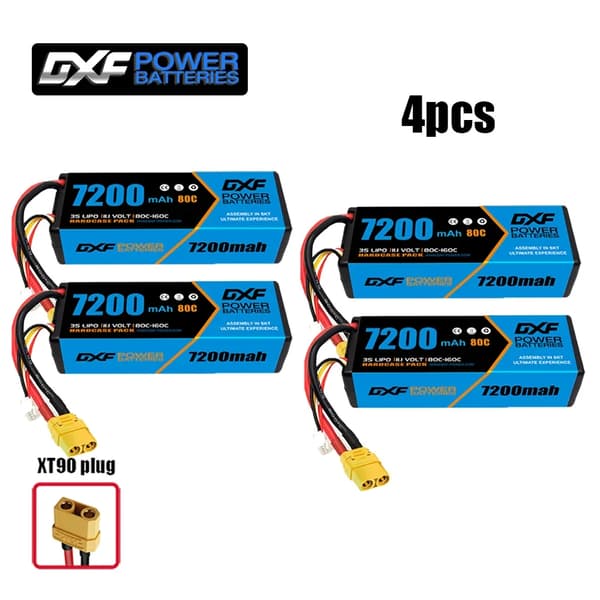 3S Lipo-batteri, 7200mAh kapacitet, XT90-stik,4PCS3S720080CXT90
