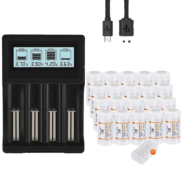 Genopladelige CR123A Batterier, 800mAh Kapacitet, Li-ion Teknologi,20 Batteri 1 Oplader