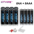 Miniatyrbillede 2 af 2: Genopladelige AA- og AAA-batterier, 3000 mAh batterikapacitet, USB-opladning,8AA-8AAA Batteri