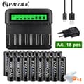 Miniatyrbillede 2 af 2: PALO Genopladelige Batterier, 3000mAh Kapacitet, USB Hurtigopladning,16AA og 1lader