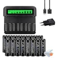 Miniatyrbillede 1 af 2: PALO Genopladelige Batterier, 3000mAh Kapacitet, USB Hurtigopladning,16AA og 1lader
