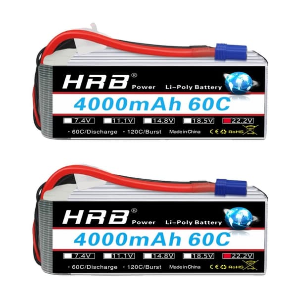RC Lipo -akku, 5000mAh kapasiteetti, 22.2V jännite,6S 4000mah EC5