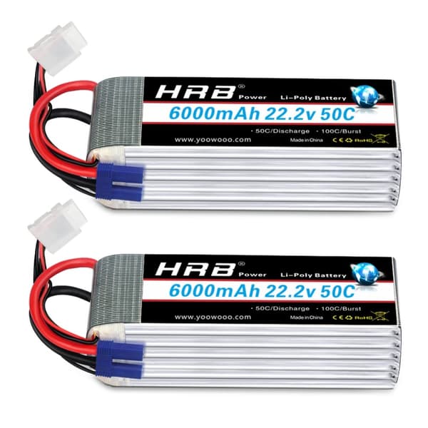 RC Lipo-batteri, 5000mAh kapacitet, 22,2V spænding,6S 6000 mah EC5
