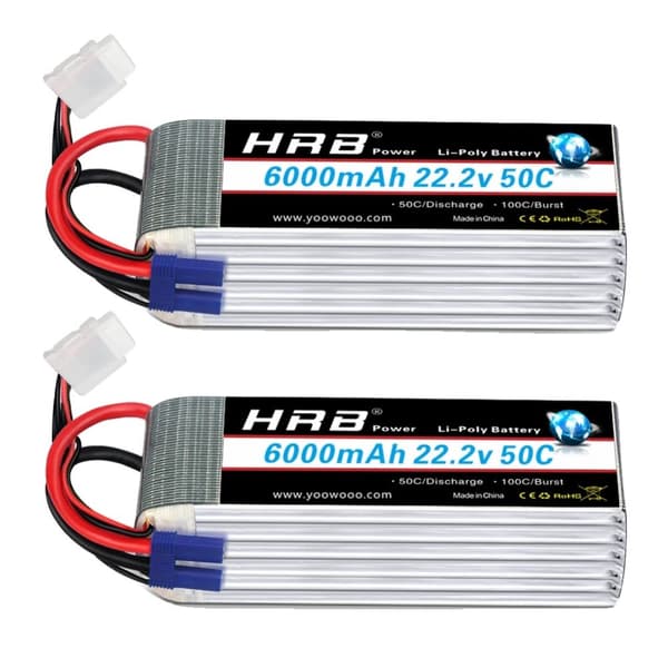 RC Lipo-batteri, 5000mAh kapacitet, 22,2V spænding,6S 6000 mah EC5