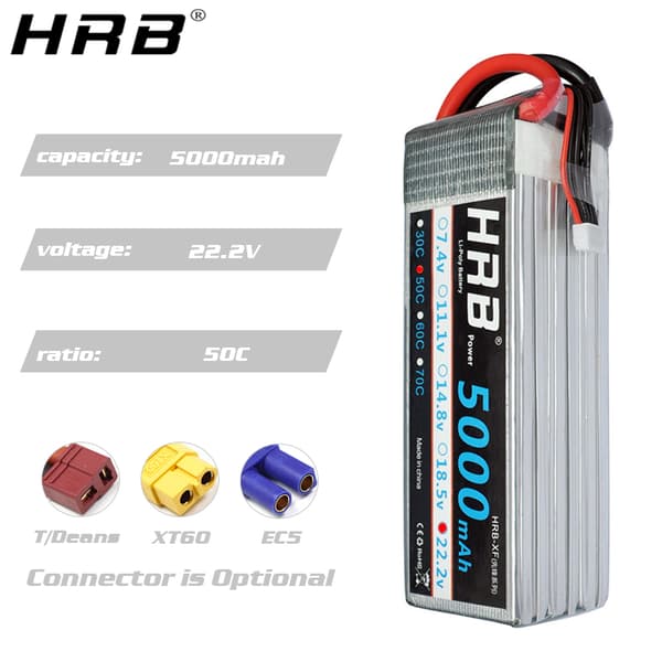 HRB 18.5V Lipo-akku, 5000mAh kapasiteetti, 50C purkausnopeus,5000mah 50C T