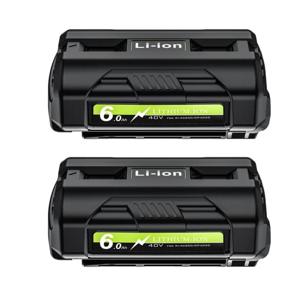 Ryobi 40V Lithium-ion Batteri, 6000mAh Kapacitet, LED Opladningsindikator,2BAT