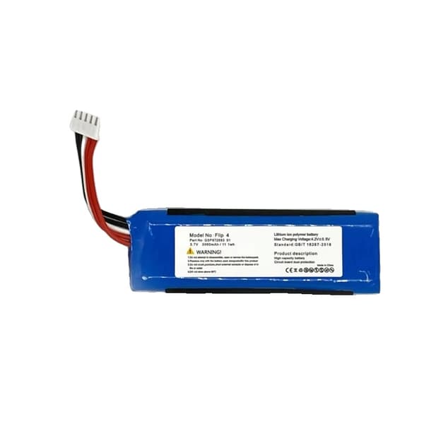 Erstatningsbatteri til JBL Flip 4, 3000mAh kapacitet, Li-Polymer konstruktion,5 stk. batteri