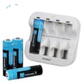 Miniatyrbillede 1 af 2: AA Li-ion genopladelige batterier, 3500mWh kapacitet, hurtiglader inkluderet,4 stk AA med oplader, 1,5V
