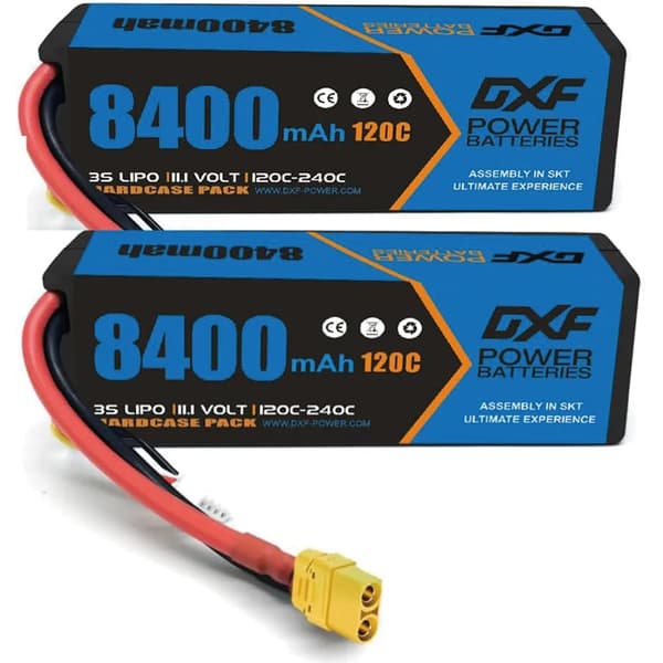 DXF Lipo-akku, 8400mAh kapasiteetti, 120C purkausnopeus,2PCS3S8400120CXT90