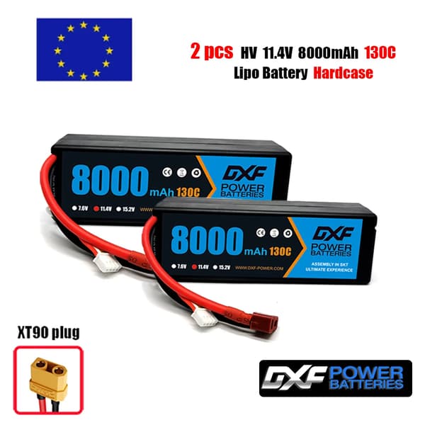 2PCS DXF LiPo-batteri, høj kapacitet 5200mAh til 9200mAh, afladningshastigheder op til 130C,2PCS3S8000 130C XT90