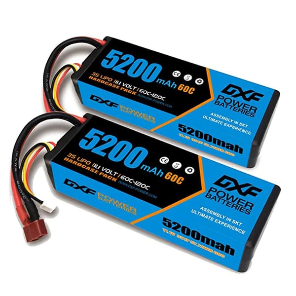 2 kpl DXF LiPo-akku, suuri kapasiteetti 5200mAh - 9200mAh, purkausnopeudet jopa 130C,2PCS3S520060CDEANS