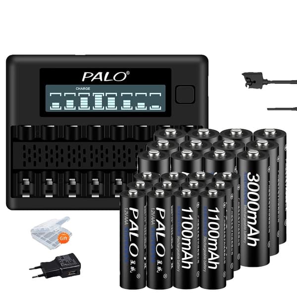 Genopladelige batterier, 3000mAh AA, 1100mAh AAA,12AA AAA 1 Oplader