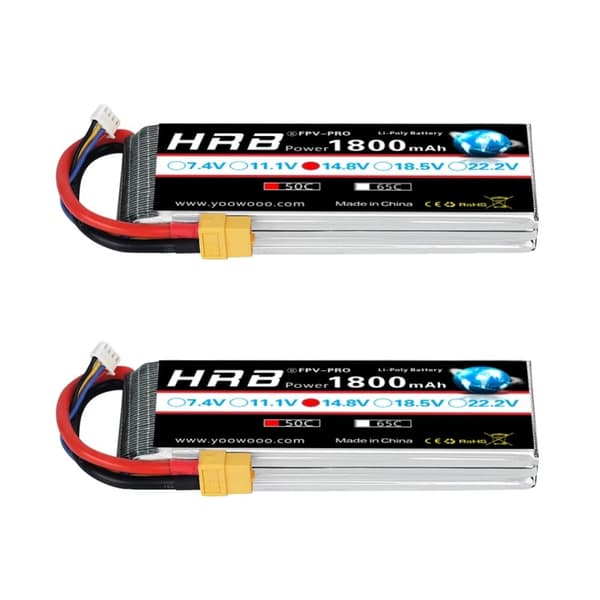 4S Lipo-batteri, 1800mAh kapacitet, 50C afladningsrate,4S 1800mah XT60 2PC