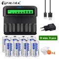 Pikkukuva 2 / 2: Uudelleenladattava akku, suuri kapasiteetti 4000mAh, LCD USB-laturi,8D ja laturi