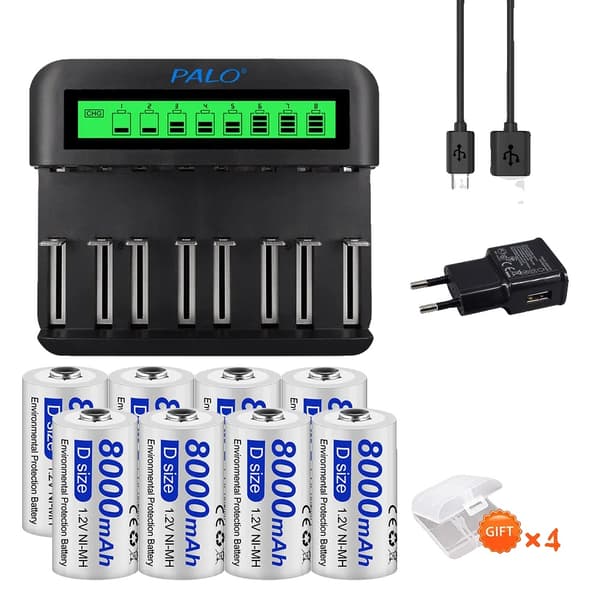 Uudelleenladattava akku, suuri kapasiteetti 4000mAh, LCD USB-laturi,8D ja laturi